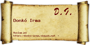 Donkó Irma névjegykártya