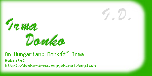 irma donko business card